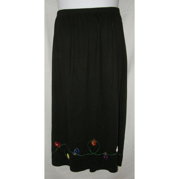 Quacker Factory Dresses & Skirts - QUACKER FACTORY Black Plus Sz 3X Sequined Christmas Lights Stretchy Maxi Skirt